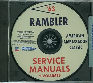 1963 AMC RAMBLER AMERICAN AMBASSADOR CLASSIC SHOP MANUAL ON CD - Bild 1 von 1