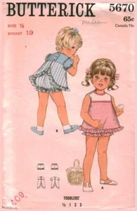 5670 Butterick Vintage SEWING Pattern 1970s Girls Loose Fitting One Piece Dress - Picture 1 of 2
