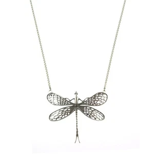 Art Nouveau Necklace Pendant Dragonfly 925 Silver Jewelry - New - Picture 1 of 1