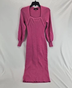 Damen Rippstrickkleid mit eckigem Ausschnitt Puff Langarm Slim Fit Gr. S - Bild 1 von 12