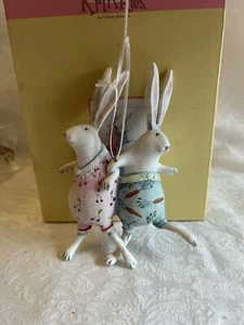 DEPT 56 Patience Brewster Krinkles EASTER DANCING BUNNIES Ornament - Picture 1 of 2