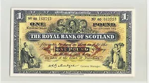 SCOTLAND 1 Pound 1963, P-324b Royal Bank, AU Grade, BO 163713 (lightly pressed) - Picture 1 of 2