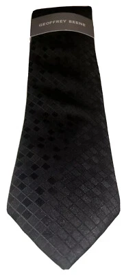 Geoffrey Beene Neck Tie Black Checkered Men OSFM NEW! $45 Windsor Dress Classic - Image 1 of 4