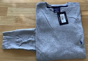 Polo Ralph Lauren Hemd 2XLarge Grau Nachtwäsche Langarm Pull Over Waffelstrick - Bild 1 von 3