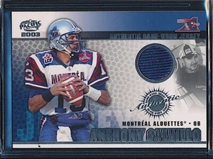 2003 Pacific CFL Game Worn Jersey #5 Anthony Calvillo - Alouettes Blue Swatch - Foto 1 di 1