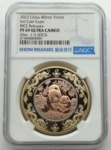 NGC PF69 2023 China 40mm Trimet Beijing Intl Coin Expo panda medal - Picture 1 of 2