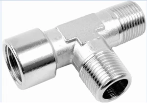 L-Stück 1x Innen-, 2x Außengewinde konisch, Gewindefitting Messing vernickelt - Bild 1 von 3