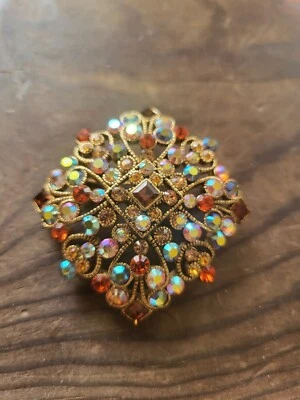 JOAN RIVERS Rhinestone AB Maltese Cross Brooch Pin  - Image 1 of 4