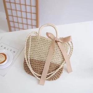 Damen Sommer Stroh Strand Schultertasche Boho handgewebt Reise Stroh Beuteltasche - Bild 1 von 7