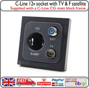 Black C-Line Frame 12v Socket w/ TV Coaxial & F Type Satellite Motorhome Caravan - Picture 1 of 7