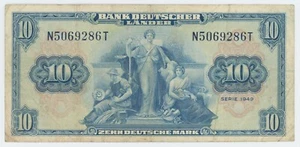 1949 Bank Deutscher 10 Mark P16 #21945q - Picture 1 of 4