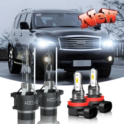 For Infiniti QX56 2011-2013 HID Xenon Headlight Led Fog Light Bulbs 6000K Kit - Image 1 of 4