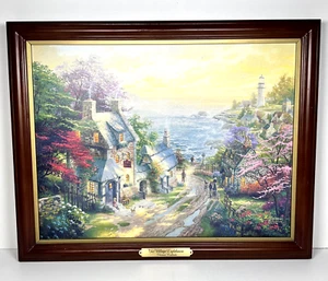 BRADFORD EXCHANGE THOMAS KINKADE "THE VILLAGE LIGHTHOUSE" ILLUMINATED PRINT COA - Picture 1 of 12