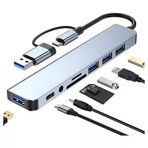 8 in 1 Type-C HUB USB Multiport Card Reader Adapter Laptop Docking Station - Picture 1 of 6