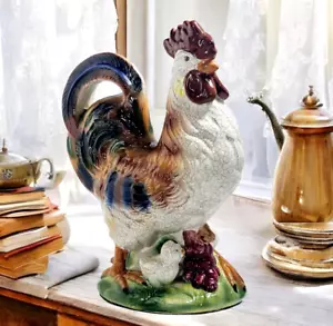 Ceramic Rooster w/ Chicks Vintage French Country Farm Decor Large 13” Tall VGC - Picture 1 of 21