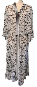 No Boundaries Large Robe White Black Spots Translucent Duster Light w Belt - Picture 1 of 9
