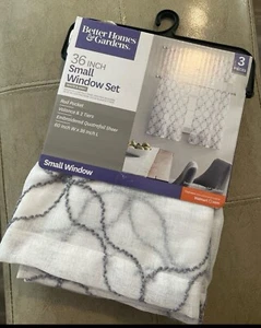 New Modern 3PC Kitchen Blackout Window Valance Tier Curtain Panel Set 60 x36 - Picture 1 of 3