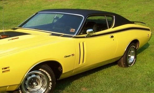 Fits 1971 Dodge Charger Super Bee Side Stripes & Cowl Hood Kit Flat Matte Black - Image 1 of 2