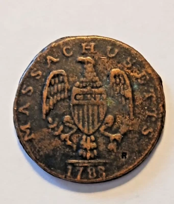 1788 Massachusetts no period stamped with R US one cent restrike coin - Image 1 of 4