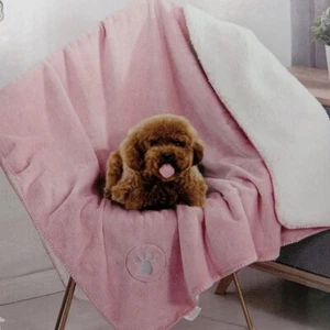 Stylish 60x50-Inch Pet Blanket - Waterproof Reversible Sherpa Fleece Throw....47 - Picture 1 of 9