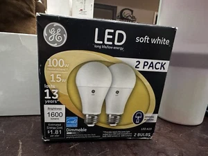 GE Lighting 15 Watt LED A19 Soft White, 1600 lumens, 100 watt replacement, - Picture 1 of 4