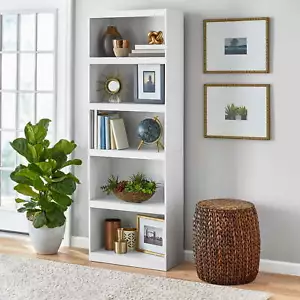 Mainstays Framed 5-Shelf Bookcase with Adjustable Shelves, White - Picture 1 of 7