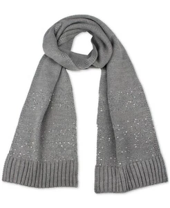 Michael Kors Sequin- Striped Muffler Scarf in (PEARL HEATHER GRAY) Msrp $58. - Picture 1 of 2