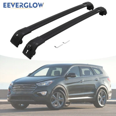 Lockable Cross Bars Roof Rails Rack Fit for 2013-2018 Hyundai Santa Fe Sport - Image 1 of 4