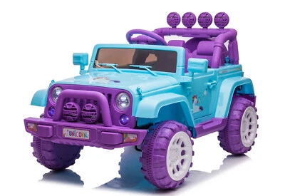 Unicorn 12V Electric Ride On Jeep Blue Purple Car Kids Children - Image 1 of 4