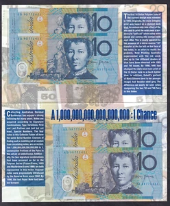 1993-1998 Blue & Grey "Tenners" ($10) - 2 x CONSEC Prefix Pairs in ANDA Folder.. - Picture 1 of 4