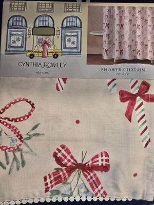 Занавеска для душа Синтия Роули банты конфеты трость рождественский праздник помпон отделка 72x72 - Изображение 1 из 4