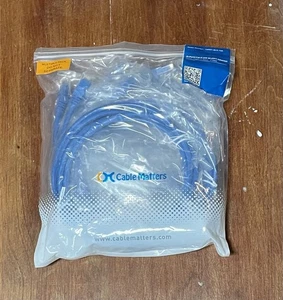 Cat 6 Confezione da 5 Cavo Patch Ethernet 7 Ft UTP 24 AWG BLU. NUOVO - Foto 1 di 2