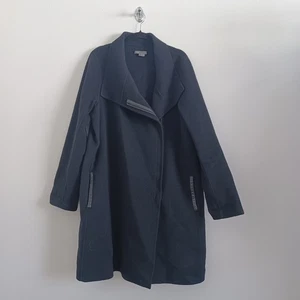 Cappotto Vince donna L nero bozzolo zip lana pelle classico capsula outdoor - Foto 1 di 9