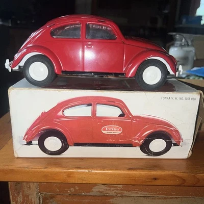 Винтажный c1968 Tonka Mini VW жук No 1156 красный оригинальное состояние товара w min износ коробка - Изображение 1 из 4