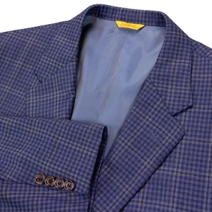 Recent Hickey Freeman Mens 48R Blue Gingham Wool Blazer Jacket Sport Coat USA - Picture 1 of 17