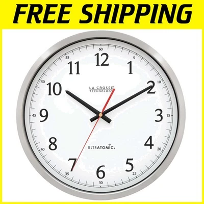 Reloj de pared redondo ultraatómico, lente irrompible, plateado Foto 1 de 4