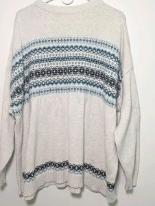 J. Jill Fair Isle Nordic Knit Sweater 2X Women’s Oversized Crewneck Pullover - Picture 1 of 6