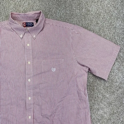 Chaps Seersucker Button Down Shirt Mens Size XL White Red Stripes Short Sleeve - Image 1 of 4