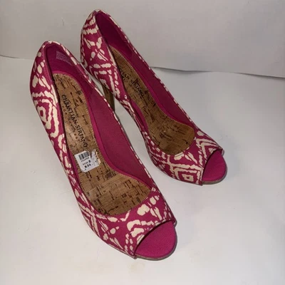 NWOT WOMENS Kate Platform PUMP HIGH HEEL CHRISTIAN SIRIANO PINK Peep Shoe sz 8.5 - Image 1 of 4