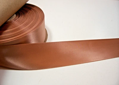 Pecan Brown Double Face Satin Ribbon 1 1/2" wide x  10 yards Schiff Brand B60 - Image 1 of 4