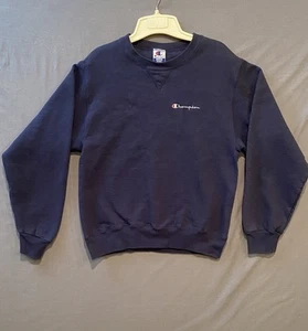 Vintage Champion Crewneck Sweatshirt Mens M Blue Embroidered Made In USA Y2K - Picture 1 of 9