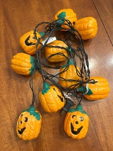 Vtg. Halloween Pumpkin Blow Mold 3" Pumpkins String of 10 Lights Works / Tested - Picture 1 of 5