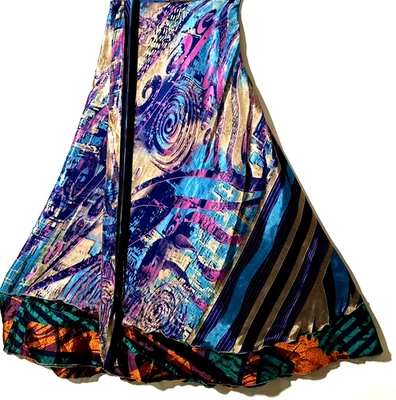 Increíble-arte Vintage Seda Sari Magic Wrap Falda Reversible Doble Capa Falda, Foto 1 de 4