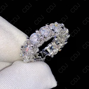 Real Moissanite Engagement Gift For Women's Full Eternity Band Ring 925 Silver - Picture 1 of 6
