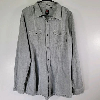 Ocean Current Y2K Gray Button Down Shirt Mens XXL Western Cowboy Rodeo Office - Image 1 of 4