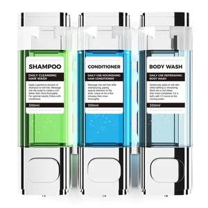 3-in-1 Wall Mount Shower Dispenser Holder for Shampoo Soap Conditioner Bathroom - Picture 1 of 3
