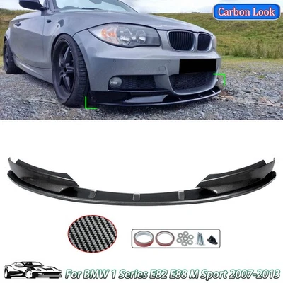 Carbon Look Front Lower Splitter Spoiler For BMW 1 Series E82 M Sport 2007-2013 Foto 1 de 4
