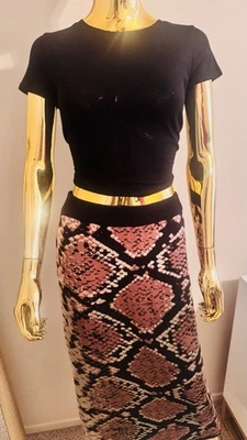 ASOS Brown Black Geometric Sweater Midi Skirt, Pencil Skirt, NWOT, Size 14 - Image 1 of 4