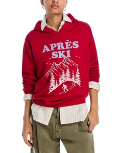Aqua Women Apres Ski Graphic Hoodie Red Size M - Picture 1 of 6