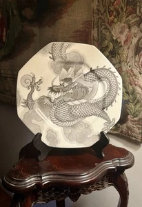Vintage Dragon Mikasa Mythology Onyx Japan Bone China Plate, Grey (rare) $23 - Picture 1 of 12